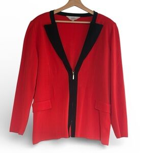 Exclusively Misook Red Black Trim Acrylic Sweater Size Large